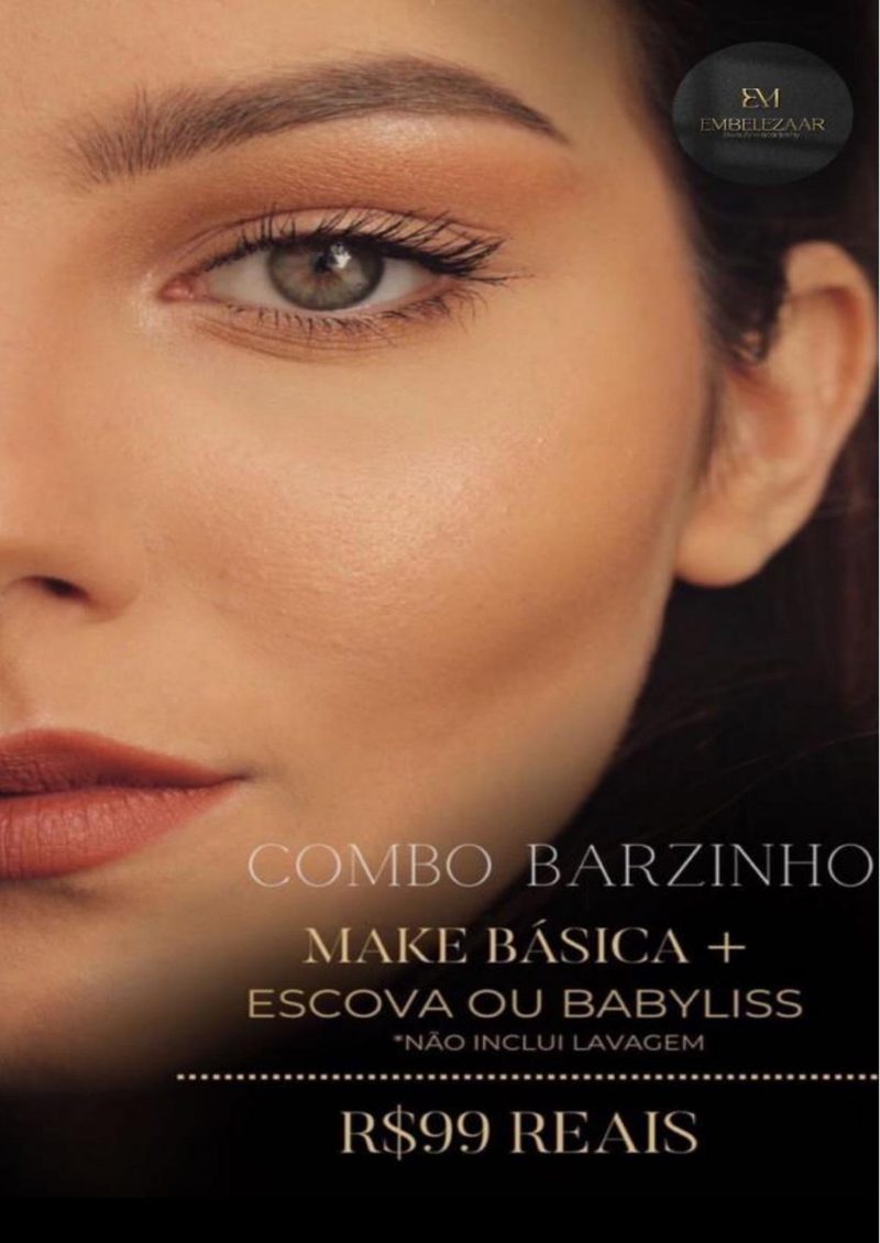 Combo Barzinho — make básica e escova ou babyliss